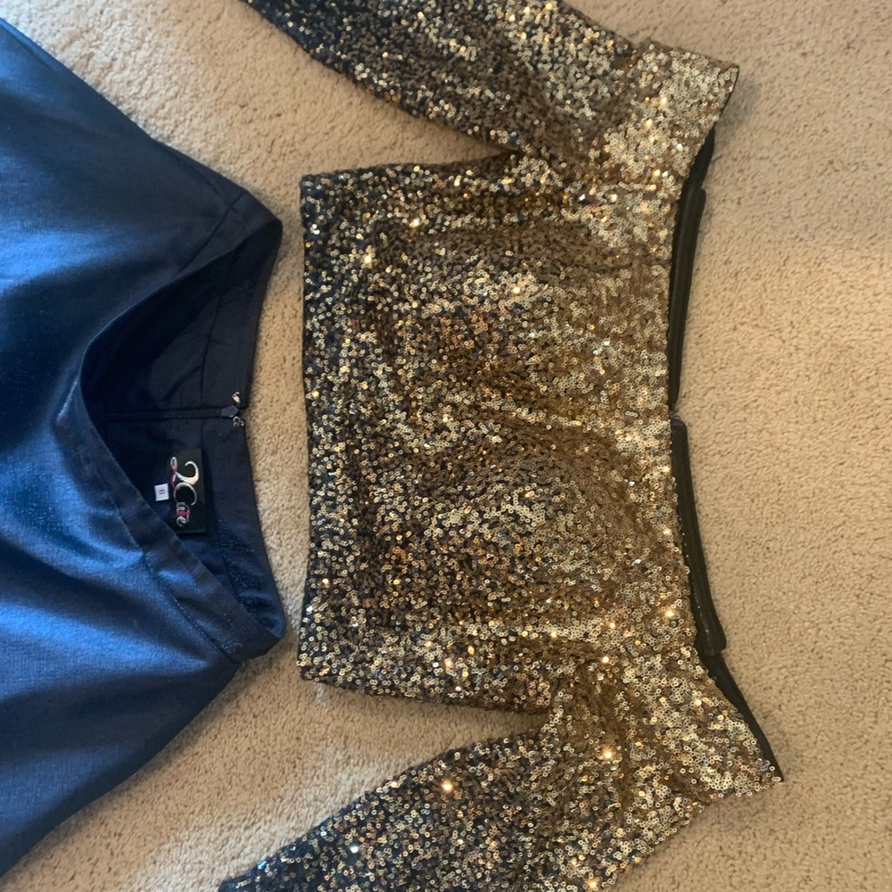 Navy Two-Piece Prom Dress - Picture 5 of 9